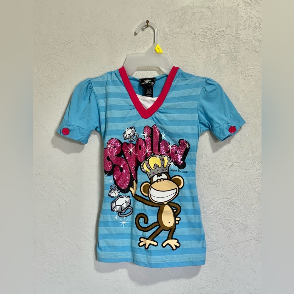 Bobby Jack 2000s Blue Hooded Tee Shirt Girls Size Medium 8/10